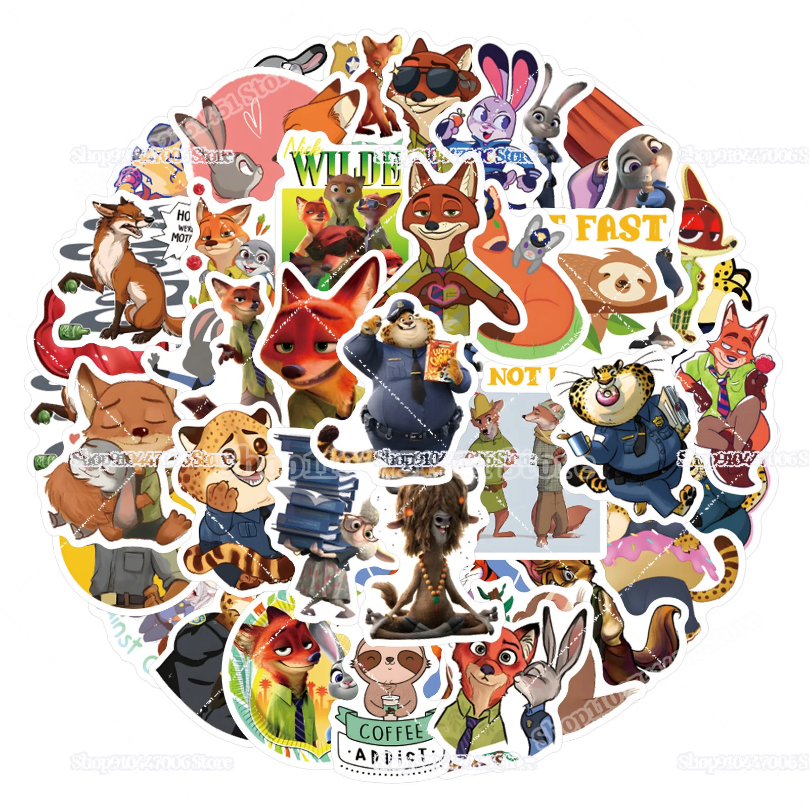 60 قطعة ملصقات كرتونية Zootopia صعود غير الماماليين ملصقات لطيفة أنيمي جودي نيك ألعاب ثابتة للأطفال مستلزمات مدرسية أكواب ديكور #2