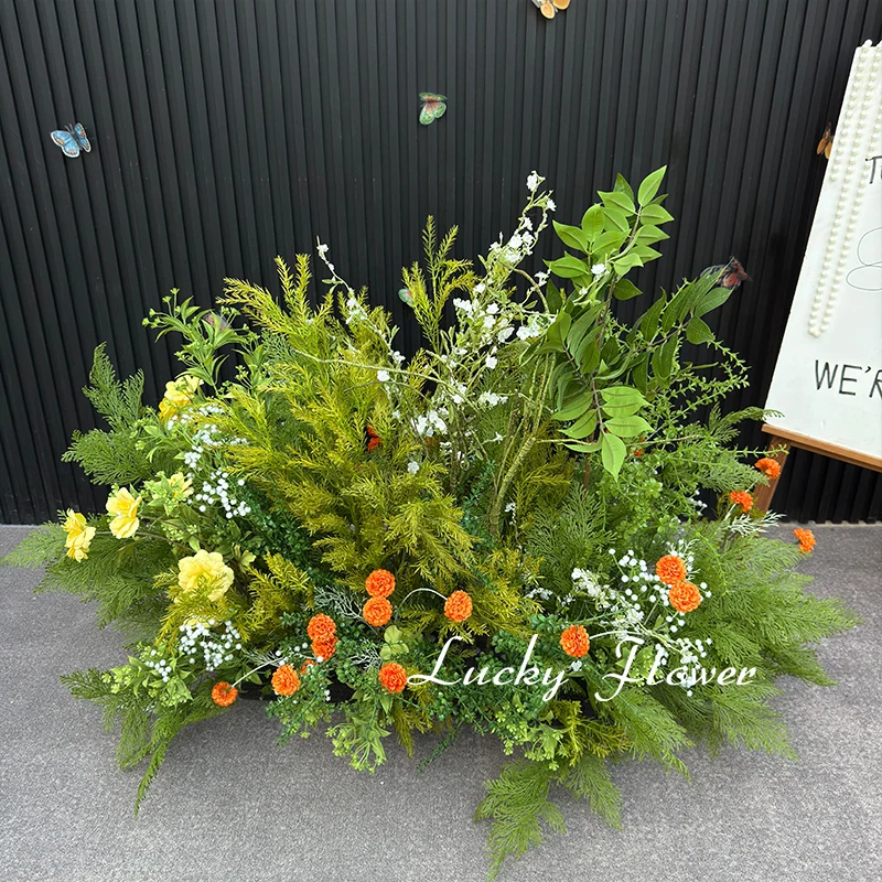 Forest Style Artificial Flowers Greenery Wedding Decoration Road Lead Floor Flower Row Hang Flower Row Green Plants Flower Ball