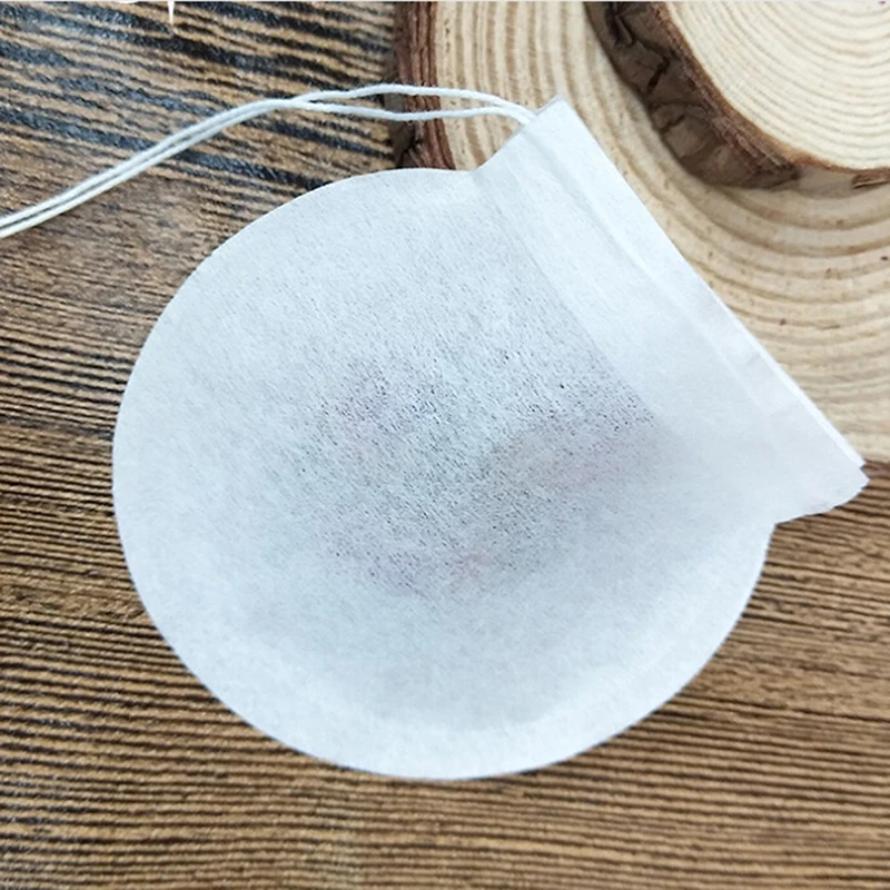 100 Bolsitas de Té Redondas Blancas, Bolsitas de Papel Filtro Vacías con Cordón para Té de Hierbas