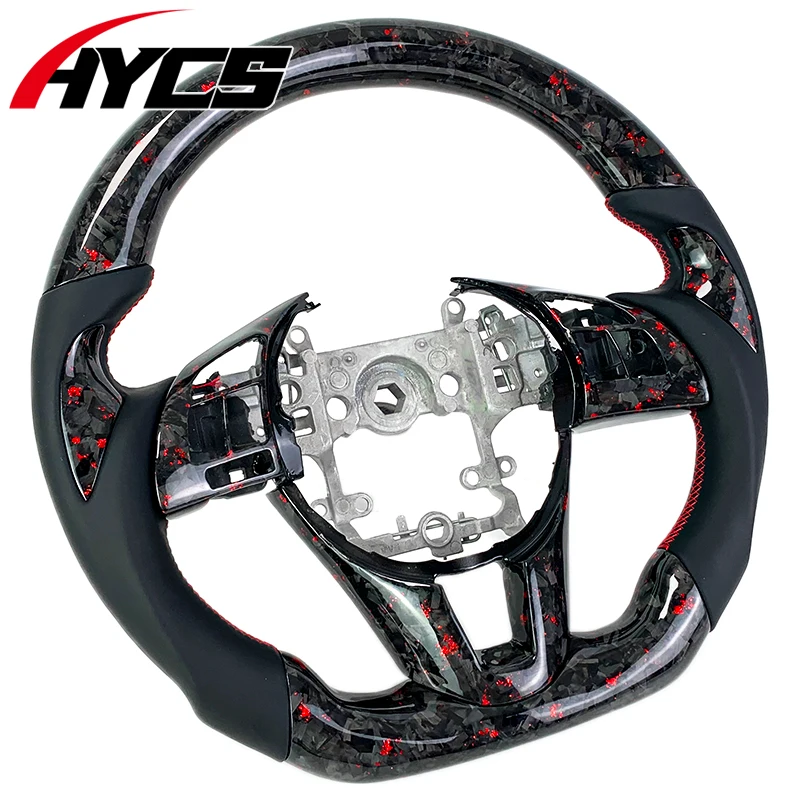 

For Mazda3 Mazda6 CX3 CX5 Axela 2014-2018 Car Steering Wheel Custom Leather Red Forged Carbon Fiber Sport Without airbags