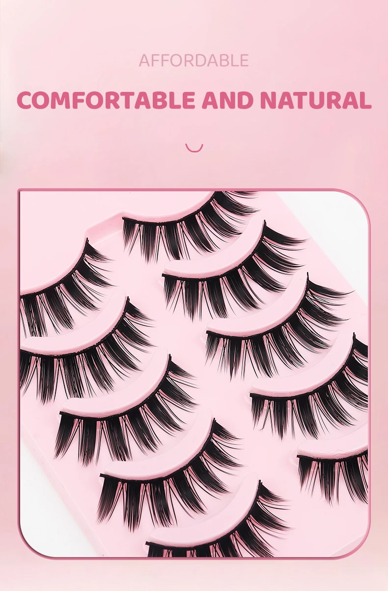 DINGSEN 5 Paar Wimpern, natürliche Augen, Wimpern für Make-up, weiche lange Wimpern, Streifen, falsche Wimpern, Beauty-Tools – Detail 4