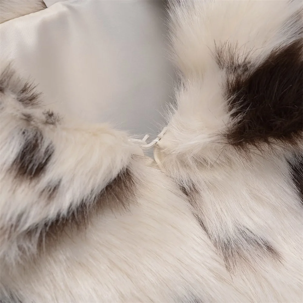 Giacca invernale con motivo animale in pelliccia sintetica versatile in stile pendolarismo da donna