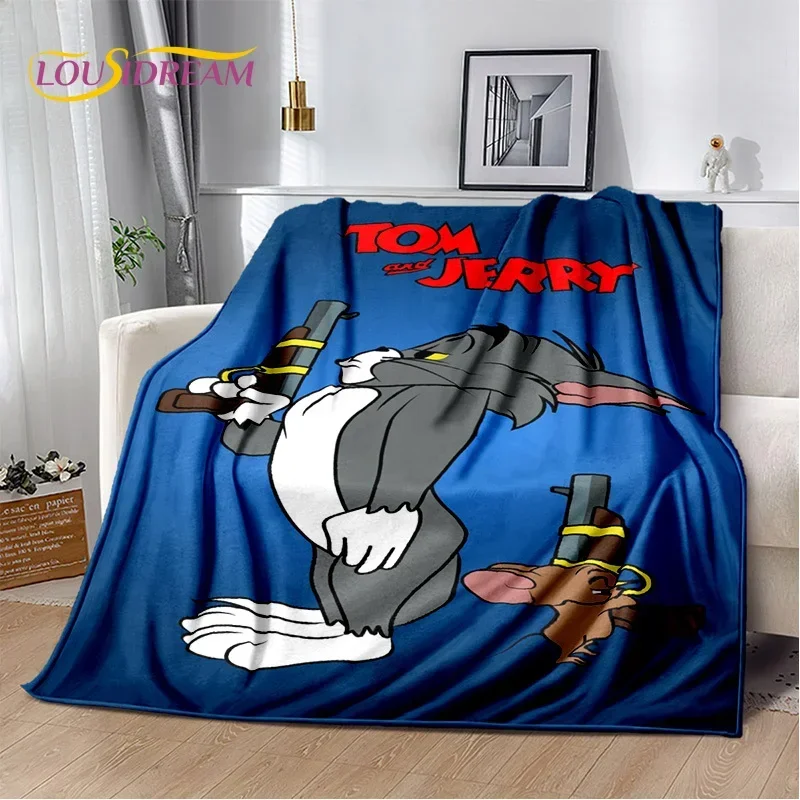 3D Mouse T-tom and Jerry HD Cartoon Soft Blankets,Keep Warm Throw Blanket Comfortable for Picnic Beds Sofa Home Bedroom Kid Gift