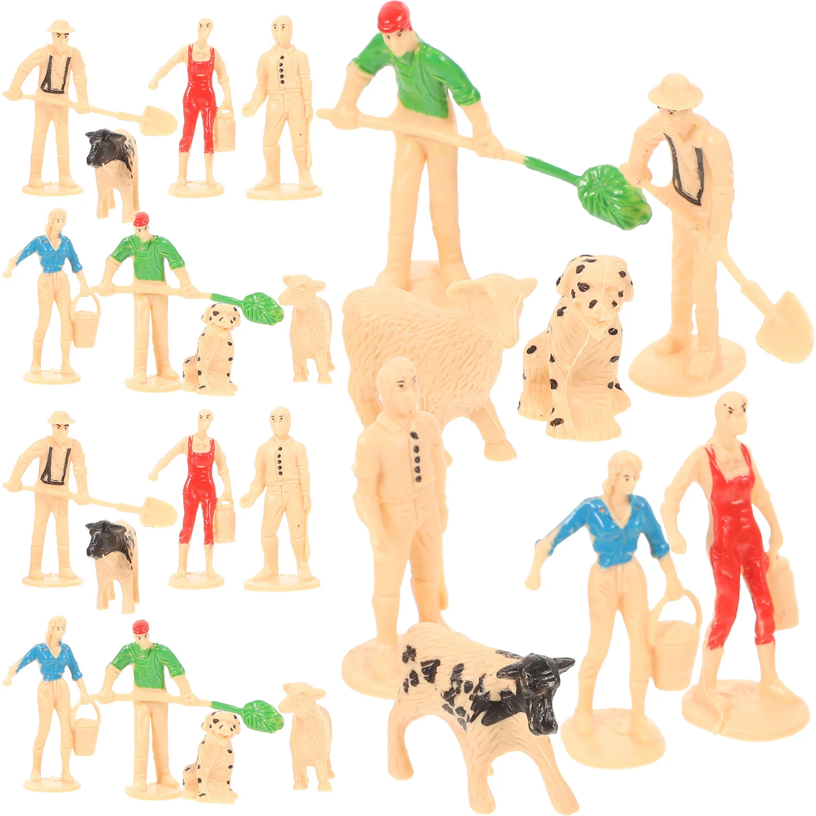 3 مجموعات شخصيات مصغرة مجموعة عالية محاكاة الحيوان الناس للأطفال مزرعة الحيوانات Playset مزرعة صغيرة اكسسوارات ديكور طاولة الرمل