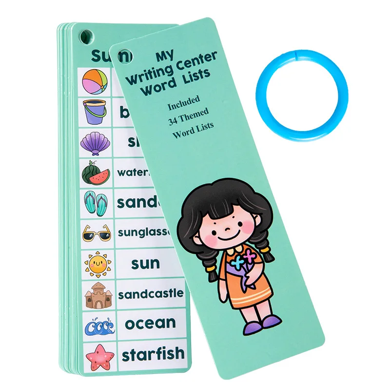 Kids English Cognitive Learning Card Creative Bookmark Page Cartoon Student Graphic Word Card Vocabulary Card Educational Toys