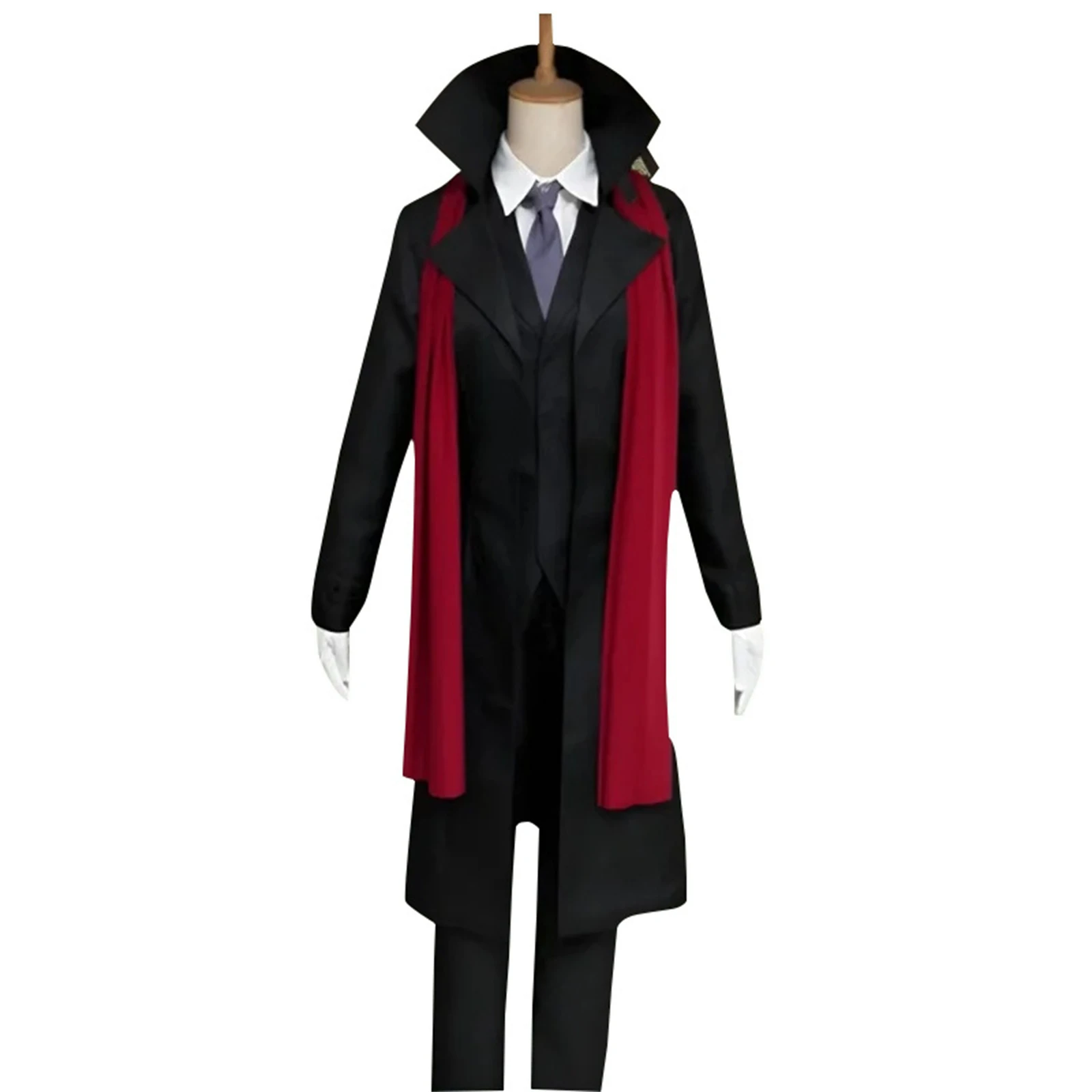 

Mori Ogai Cosplay Costume Anime Men Suit Jacket with Scarf Gloves Stage Performance Costume Halloween Carnival Party Uniform
