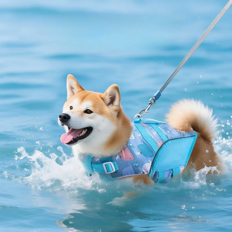 Chaleco salvavidas para perros, traje de baño de verano para perros pequeños y medianos Shiba Inu, ropa bonita de moda para jugar en el agua para cachorros
