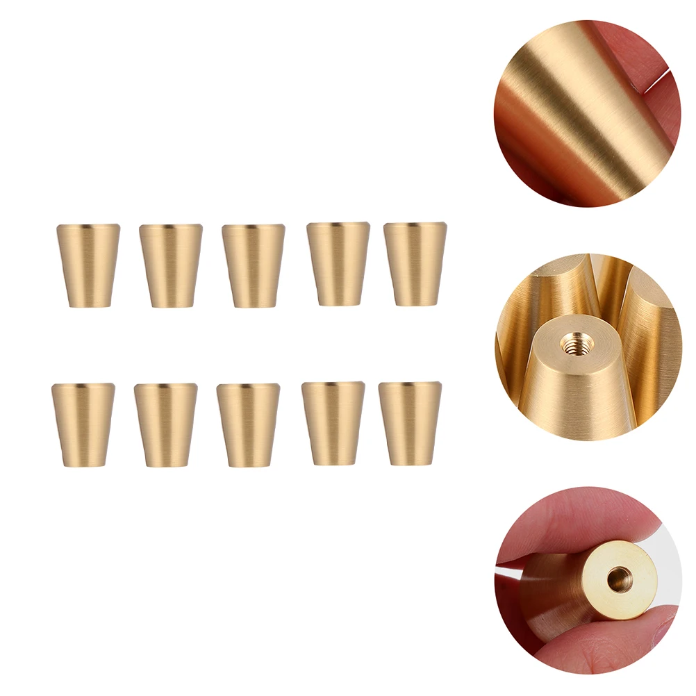 

10 Pcs Solid Wood Pure Copper Handle Door Handles Knobs for Vintage Cabinet Grips Golden Household Grab Bars