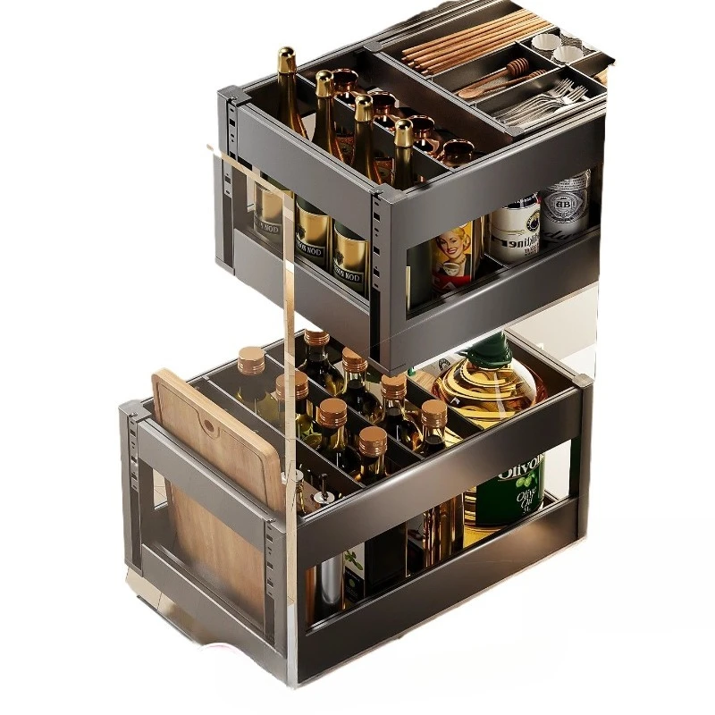 Double layer 304 stainless steel seasoning basket, kitchen cabinet