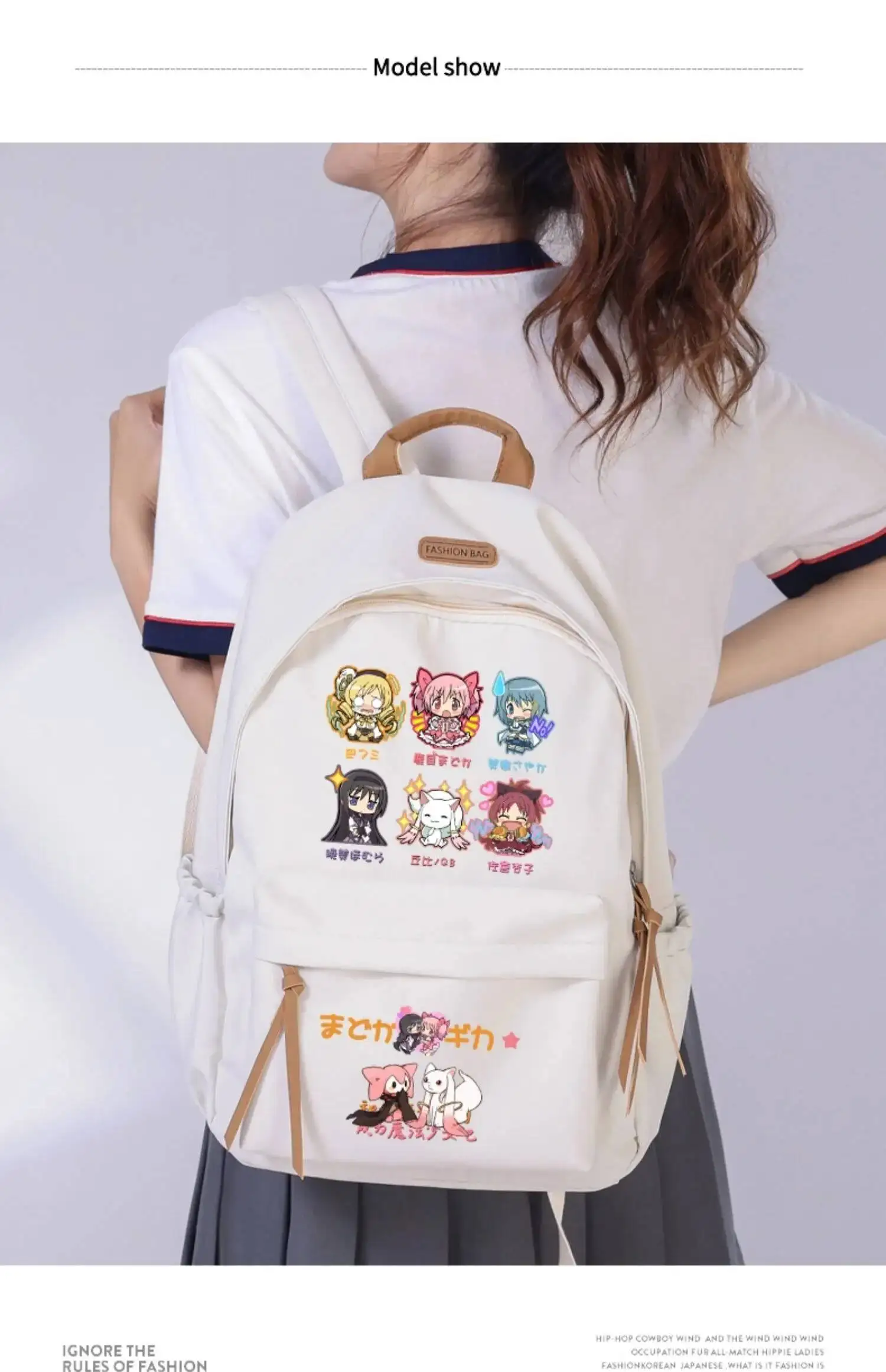 أنيمي لعبة أسود أبيض Puella Magi Madoka Magica طالب المراهقين حقائب مدرسية حقائب الظهر