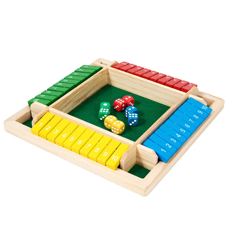 

Four-Sided Flip Card Games Intellectual Educational Game Box Dice Toys Parent-Child Games Shut Wooden Number Game Board Games