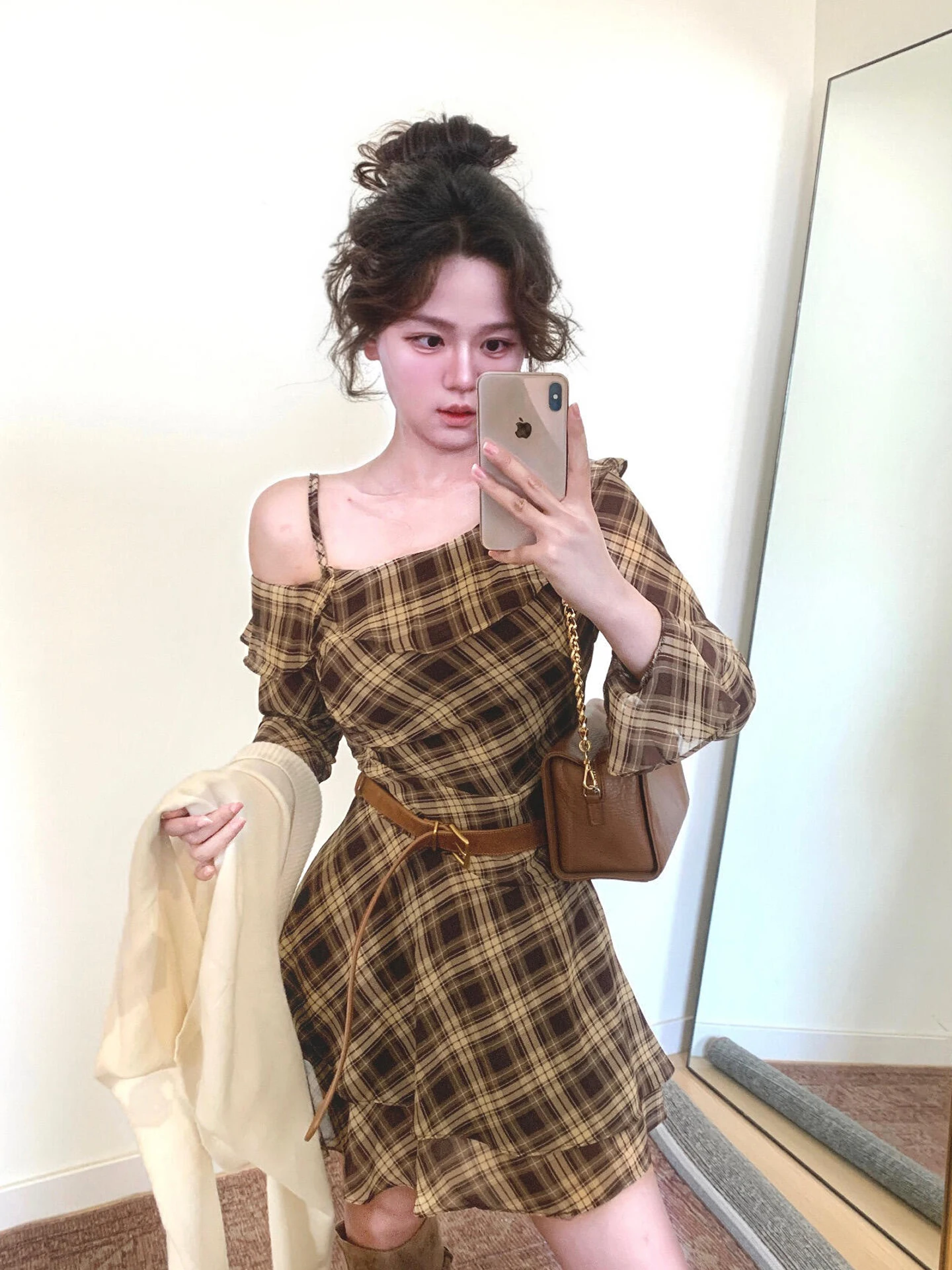 

XZY Vintage plus Size Pure Desire Patterned Asymmetrical oulder Strap ort Skirt Women's Early Autumn Lace Trim Waist Cinc...