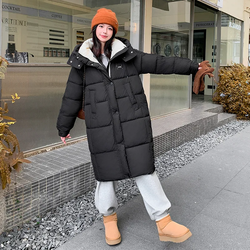 

New Winter Coat Parka Female Cotton-Padded Jacket Women Long Loose Thick Warm Down Coat Windproof Hooded Snow Outerwear Female