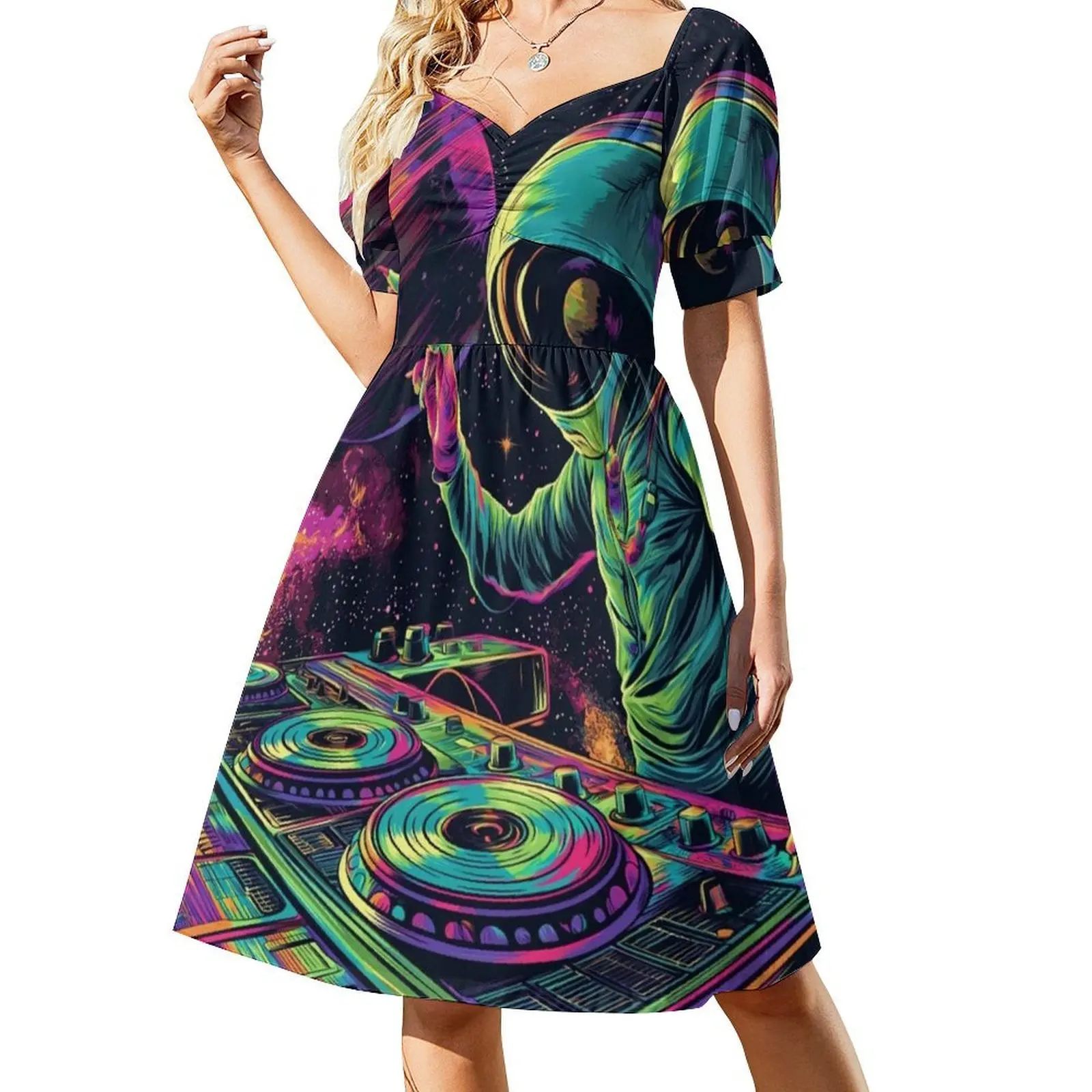 فستان كاجوال على الطراز الكوري من Space Dj للنساء، فساتين مكتب يومية بسيطة للسيدات، فساتين حفلات Space Dj