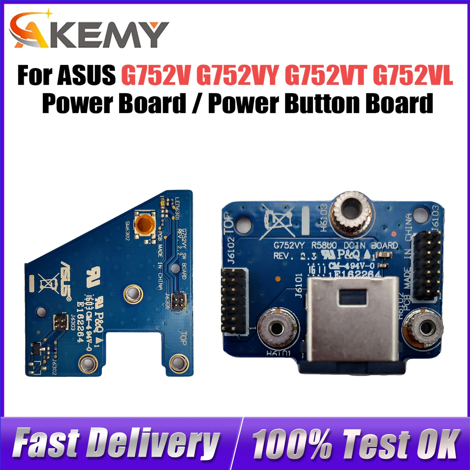 Original G752V For ASUS G752VY G752VT G752VL POWER DC IN Jack Board or POWER DC Button board Fast Ship