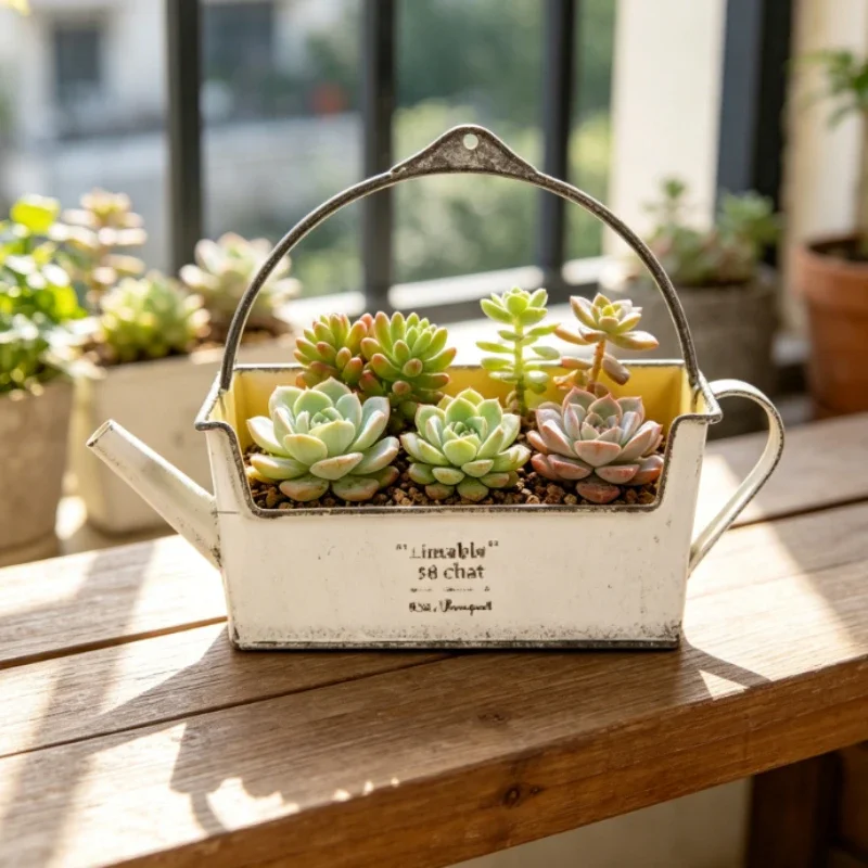 Retro Rectangular Kettle Appearance Flowerpot Garden Horticultural Plant Cultivation Tub Home Balcony Miscellaneous Decoration