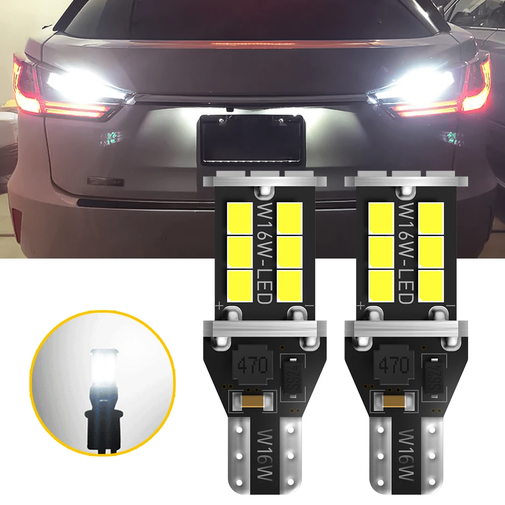 AUXITO 2 قطعة W16W LED لمبات السوبر مشرق T15 921 912 WY16W LED Canbus خطأ مجاني سيارة أضواء خلفية السيارات احتياطية عكس مصابيح الأبيض
