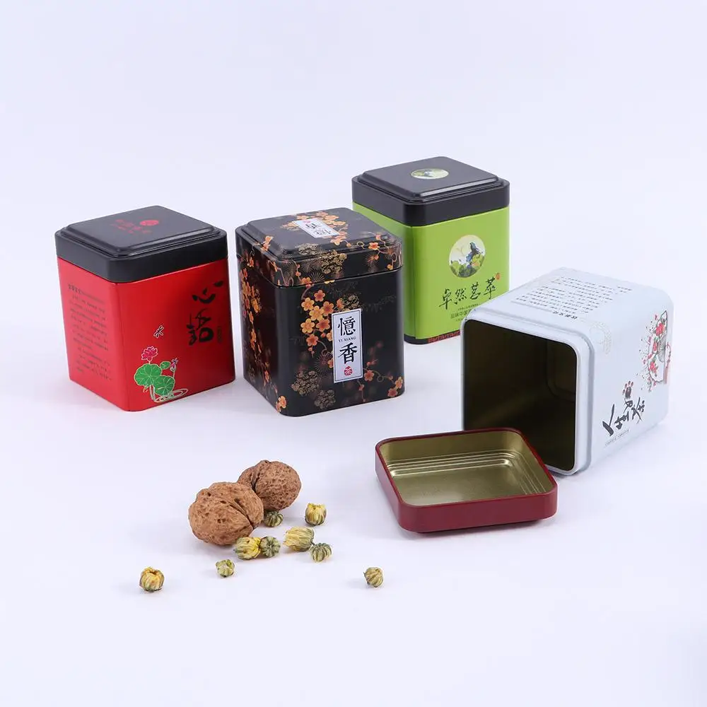 High Quality Metal Kitchen Storage Aluminum Decoration Sealed Canister Airtight Container Tea Box Coffee Jar Tea Caddies