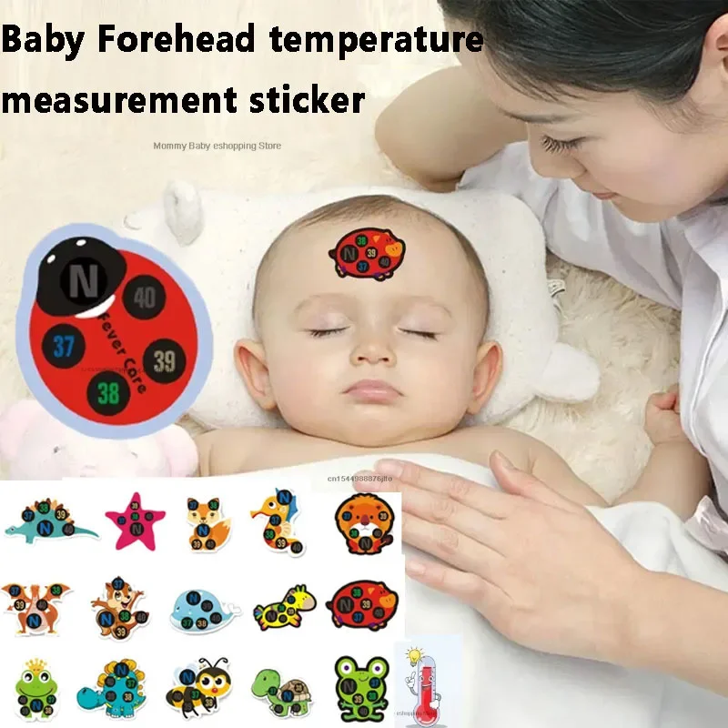 5/10pcs Baby Forehead Temperature Change Measurement Tape Thermometer Strips Cartoon Pattern Fever Indicator Stickers