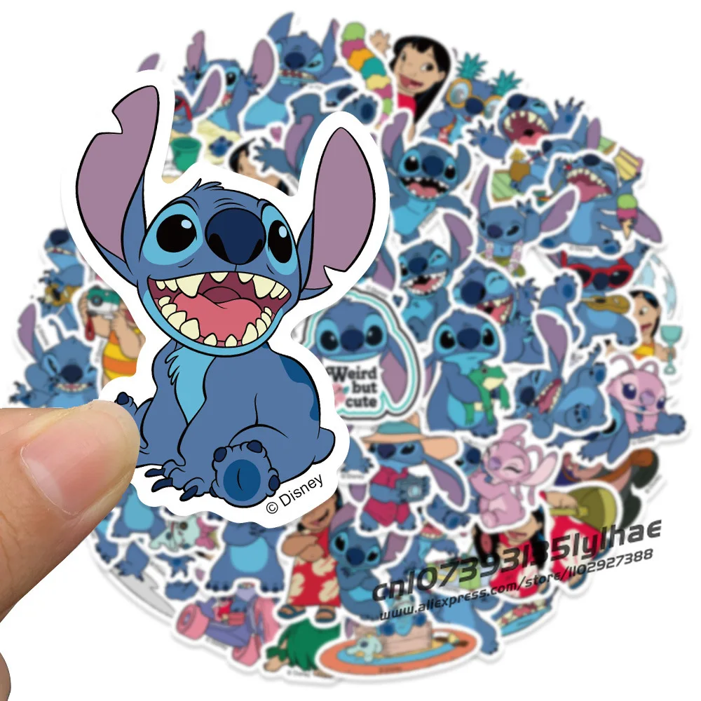 50pc Disney Stitch Stickers for Pokemon Hello Kitty Doraemon Anime Sticker Pack for Cars Bags Pegatinas Adesivo S10001