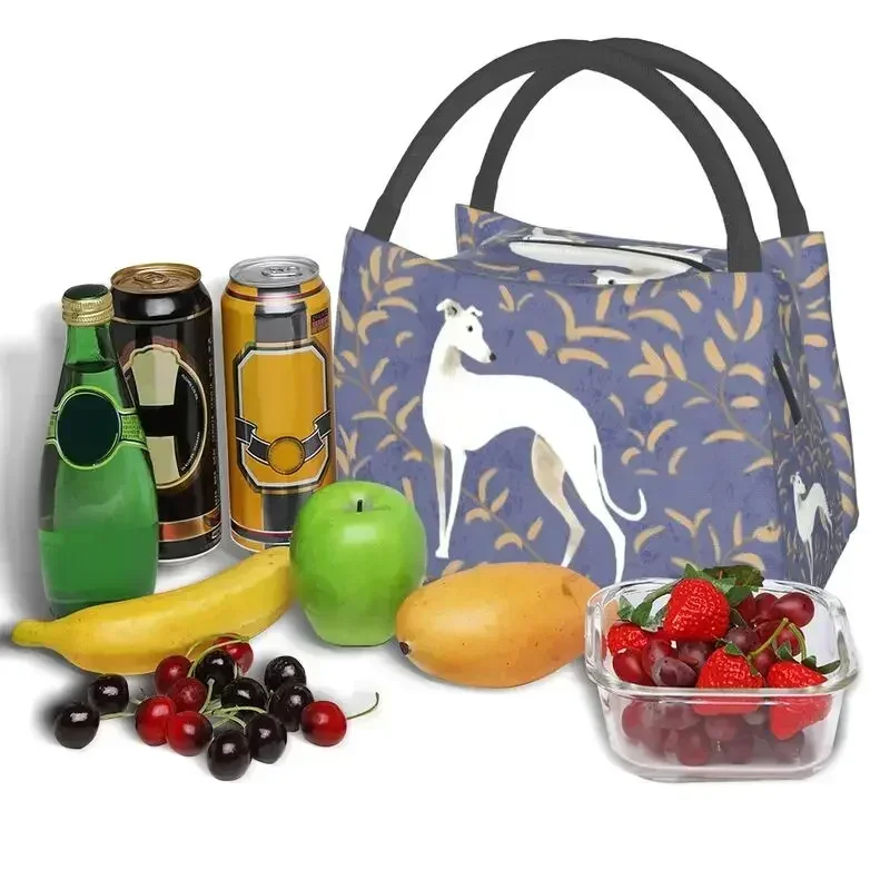 

Whippet With Brown Leaves Insulated Lunch Bags for Women Greyhound Dog