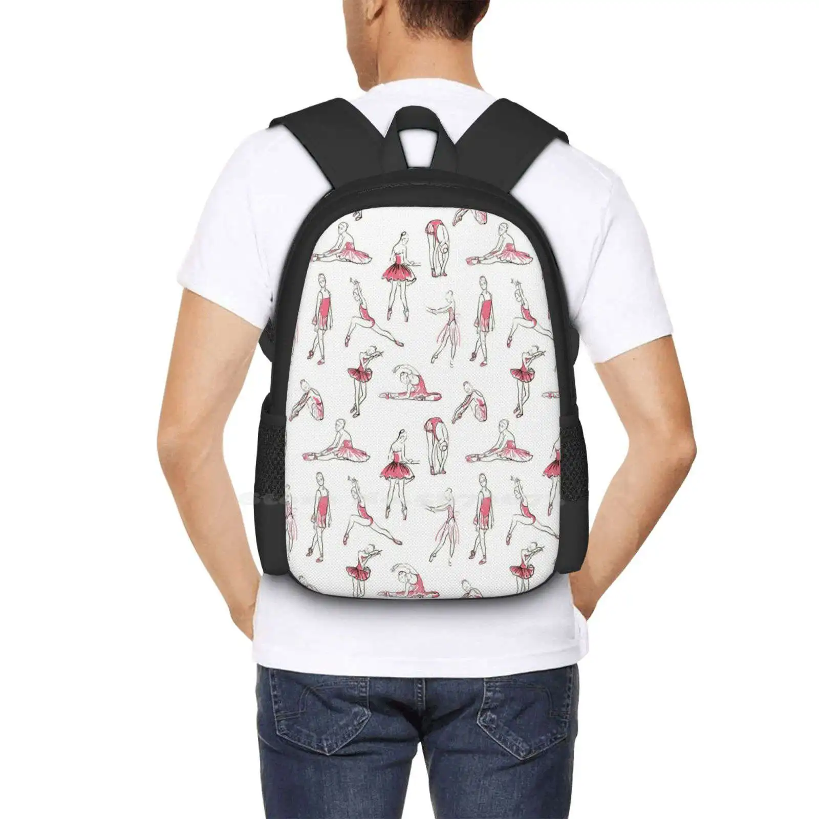 Mochila De bailarina de pie en una Pose para mujer, patrón sin costuras, bolsos de moda, Vector de bailarina de Ballet, hermosa actuación, gran oferta