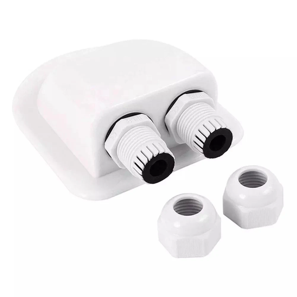 Two Hole Solar Cable Gland Box for Roof Installation on For RV Camper Van Travel Trailer and Marine Roof Surfaces