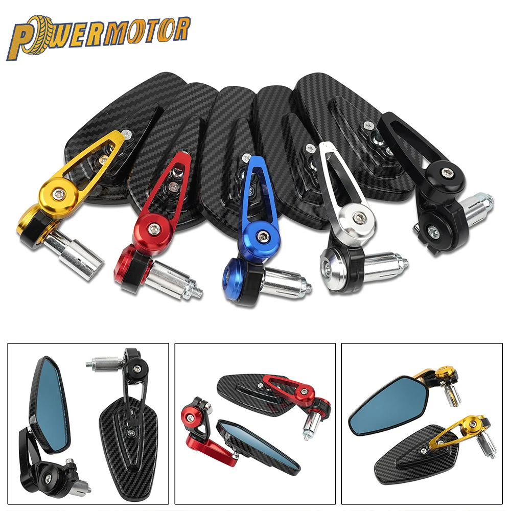 Motorcycle Rearview Mirror Carbon Fiber 360 Rotation  Inverted Rear Mirror  Pattern Handlebar Universal Motorbike Accessories