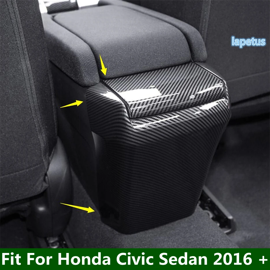 

ABS Carbon Rear Armrest Box Cover Trim Anti Kick Protective Case Panel Fit For Honda Civic Sedan 2016 - 2020 Car Accessories