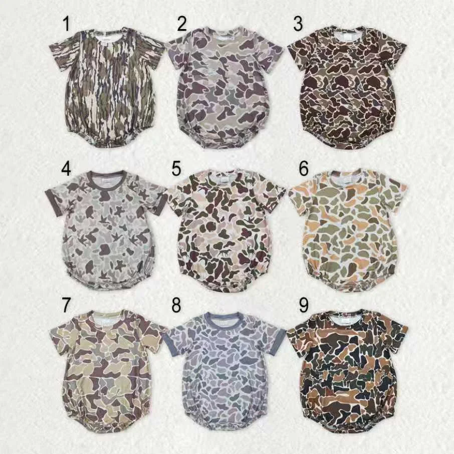 

z1121-10 SR1614 Wholesale baby rompers kids clothes boys Matching camouflage duck short sleeve romper boutique children clothing