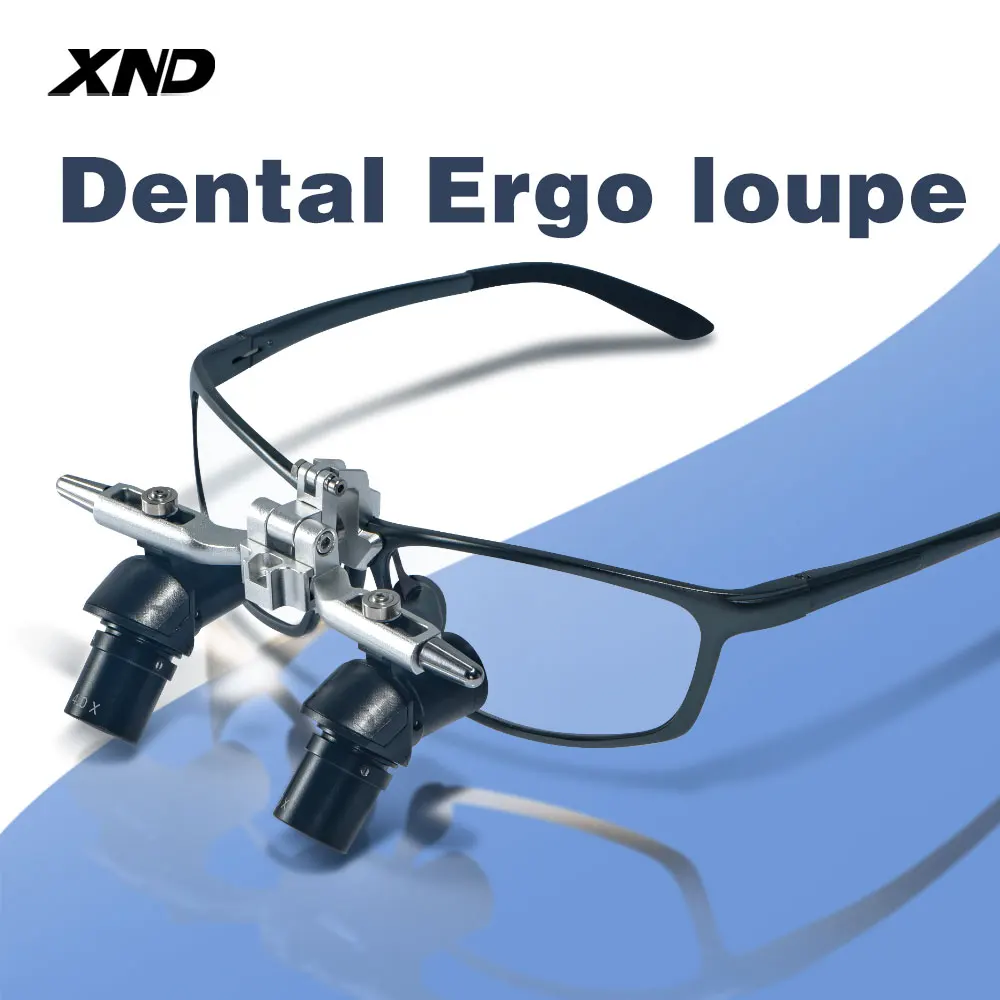 Loupes dentaires ergonomiques XND 45 ° Structure optique d'angle avec loupe 4X/5X/6X en option, lentille confortable pour chirurgie buccale