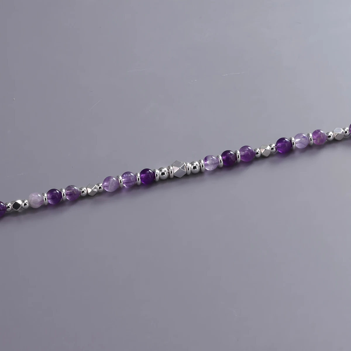 PANJBJ 925 فضة الجمشت الطبيعي كريستال سوار للنساء الفضة حبة مستديرة هدية بوهيميا مجوهرات دروبشيبينغ