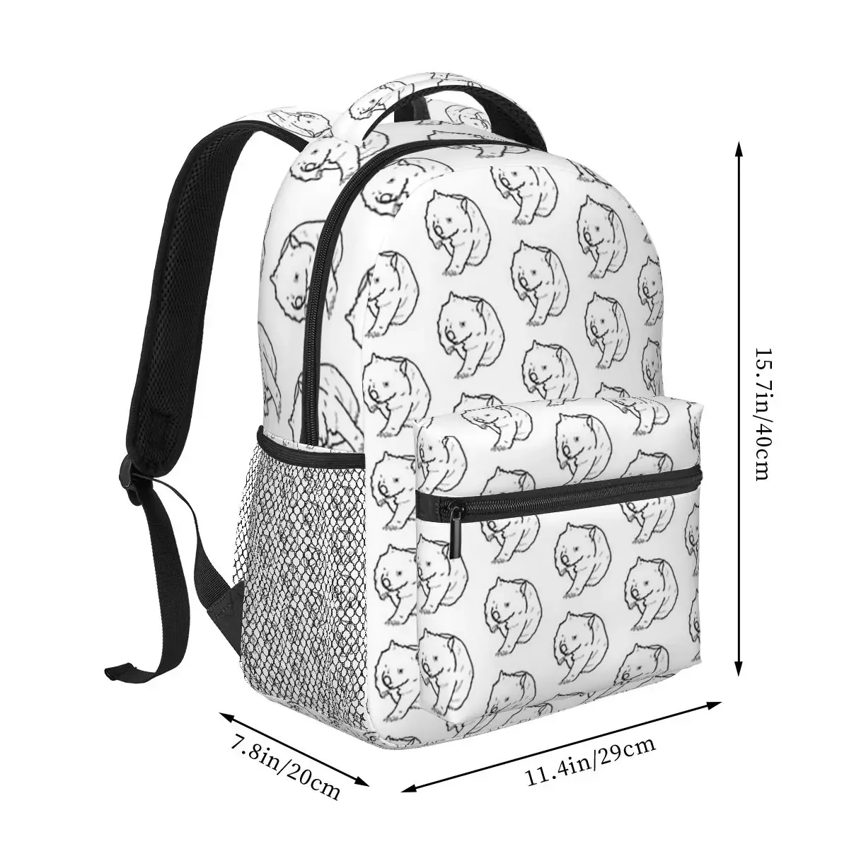 Australian Wombat Doodle Backpacks Boys Girls Bookbag Students School Bags Cartoon Kids Rucksack Shoulder Bag Large Capacity