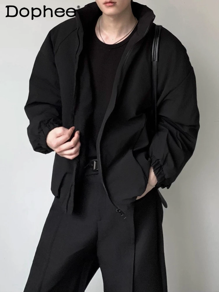 الرجال 2025 شتاء جديد النمط الأمريكي الوقوف طوق الطيران سترة أسفل معاطف الرجال الدافئة سميكة بسيطة تنوعا بلون جاكيتات #1