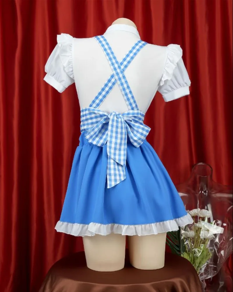 Vestido de sirvienta de Anime Bocchi The Rock Goto Hitori, disfraz de Lolita, delantal a cuadros Bule, mono con volantes, ropa de dormir