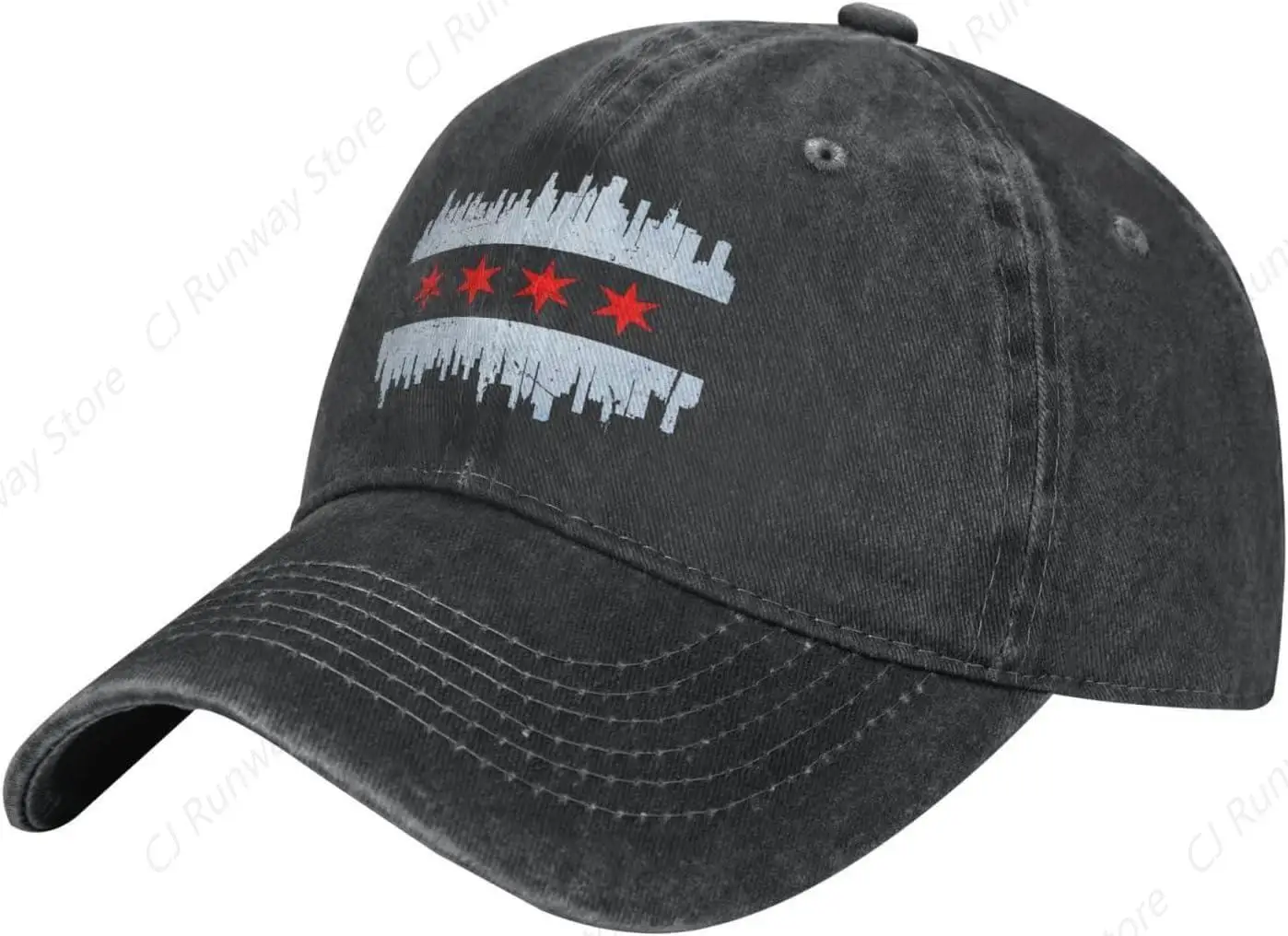 Chicago Skyline Flag Baseball Cap Golf Dad Hat Adjustable Unconstructed for Men Women