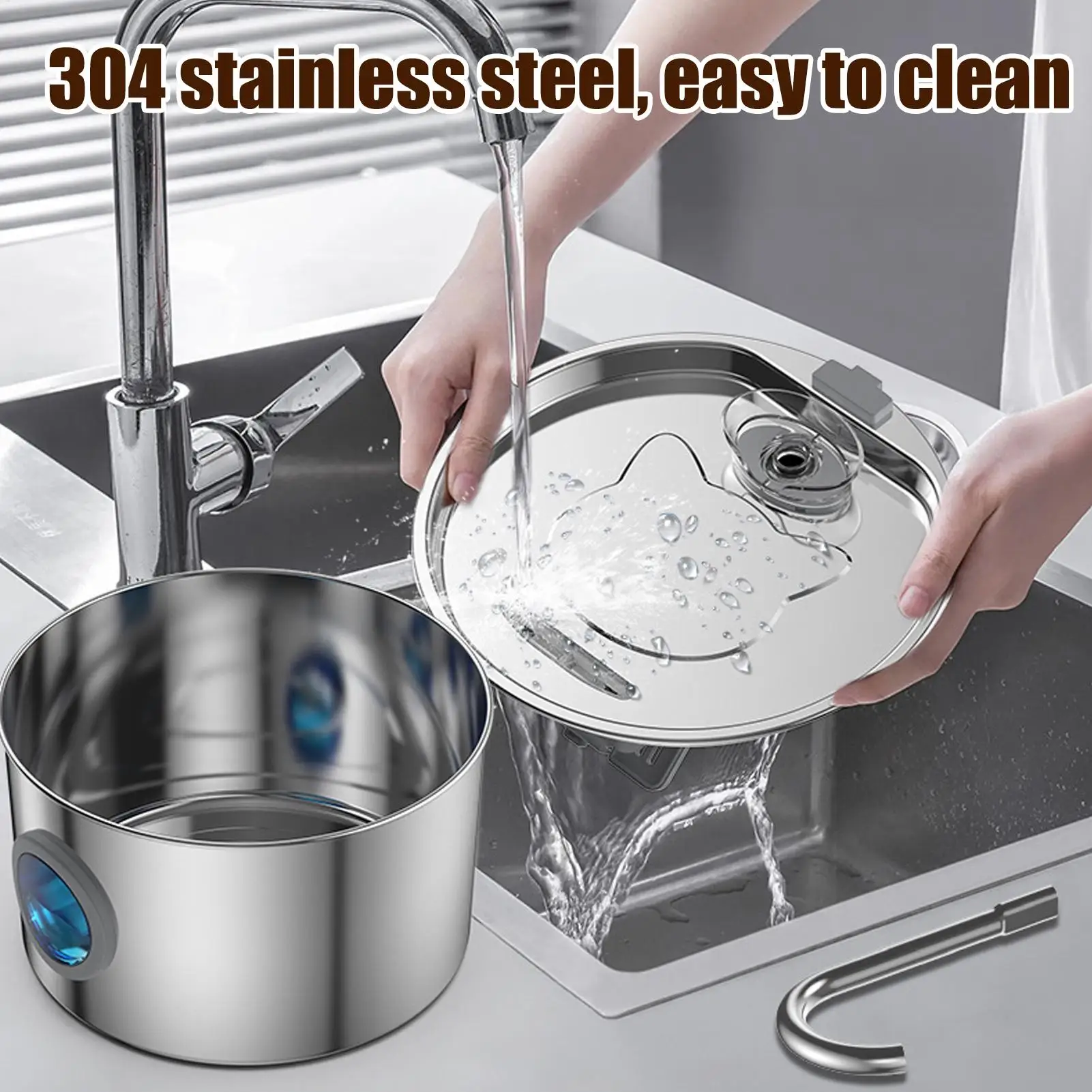 

Фонтаны для воды для кошек в помещении, 3,2 л, тихий диспенсер из нержавеющей стали, фонтан для воды для домашних животных для квартиры, кухни, игровая зона в помещении