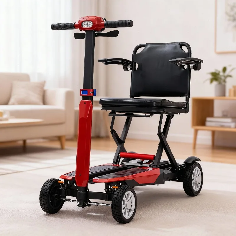 

Easy to Fold Four-Wheeled Mobility Scooter with Lithium Battery for Elderly and Disabled for Leisure and Home Use