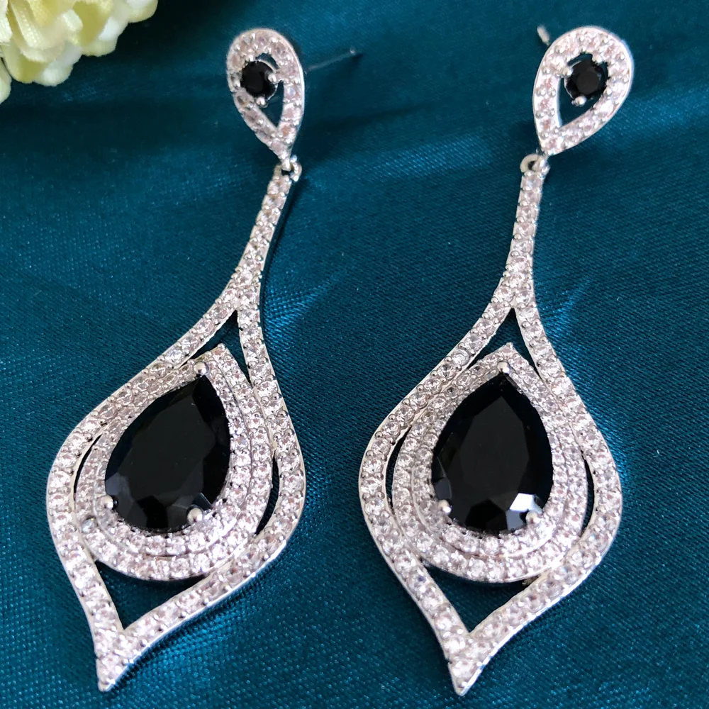 

Missvikki Nigerian Long Dangle Earring For Women African Bridal Earring Luxury Cubic Zircon Crystal CZ aretes de mujer modernos