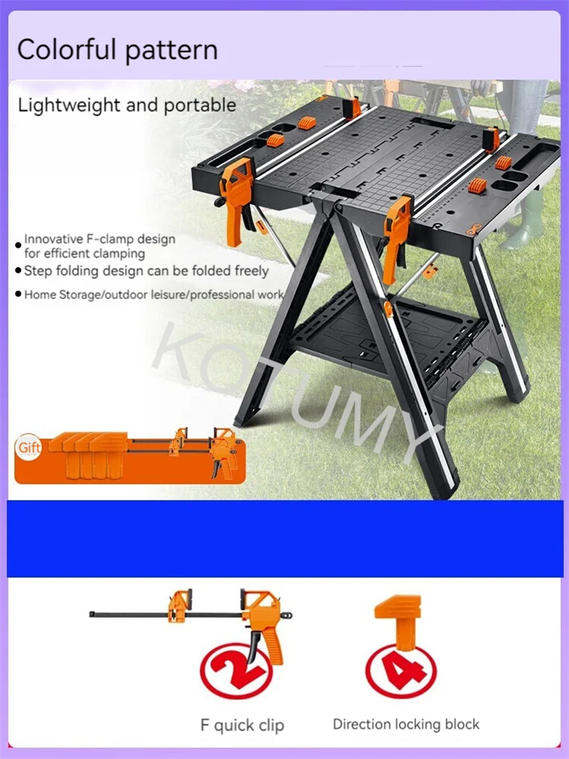 Load Capacity 135kg Multifunctional Folding Woodworking Workbench DIY Workbench Portable Tool Table Strong Clamping Force Tools