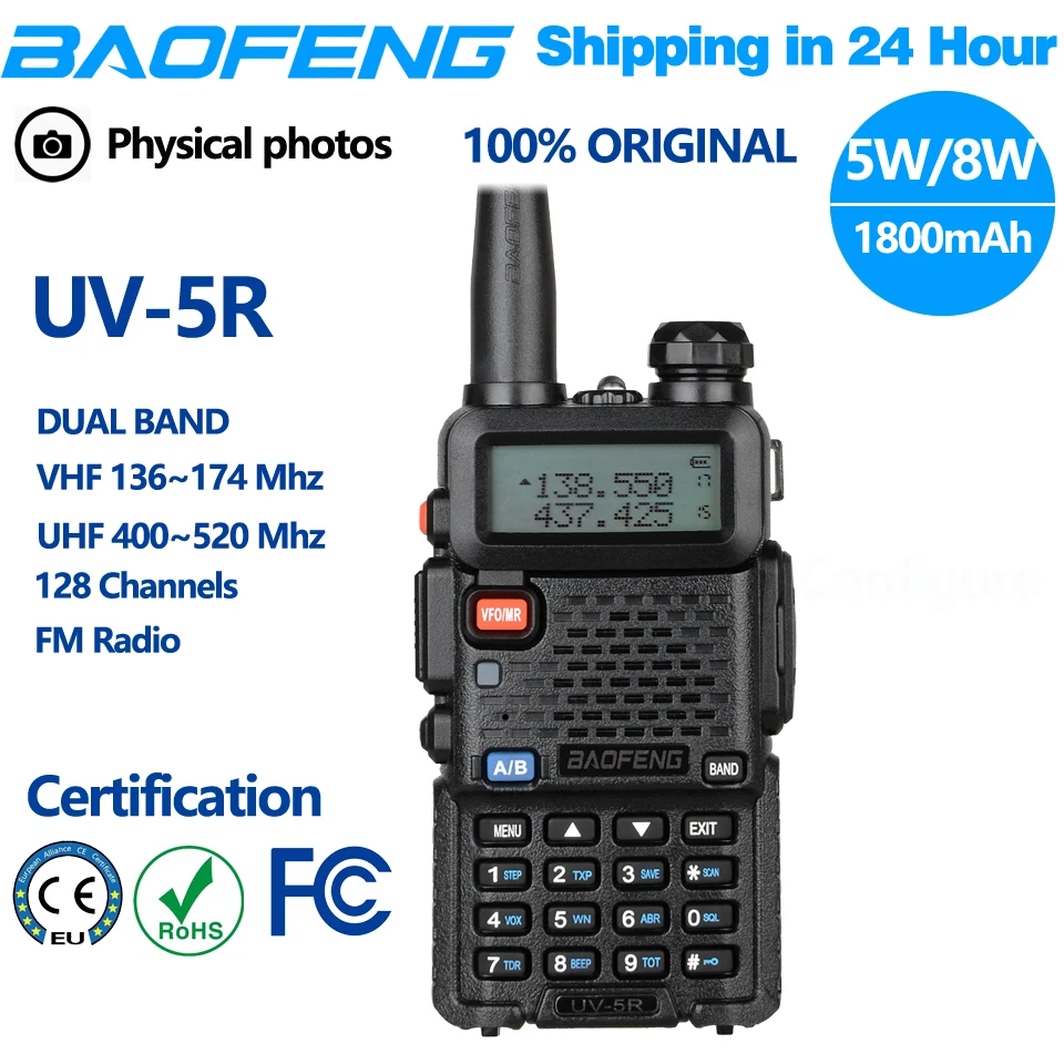 Uv5r Baofeng Original Tablet Walkie Talkie Dual Band 136-174mhz  400-520mhz Portable Bf Uv-5r8w Two Way Radio Pofung Transceiver