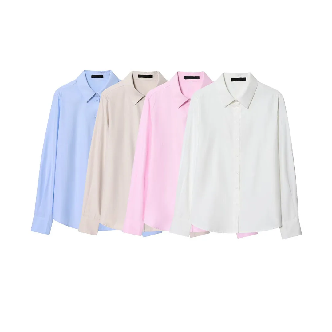 

Autumn Draped Effect Long Sleeve Casual Shirt New Women's Clothing Versatile Blouse Elegant Turn-Down Collar Basic Shirt
