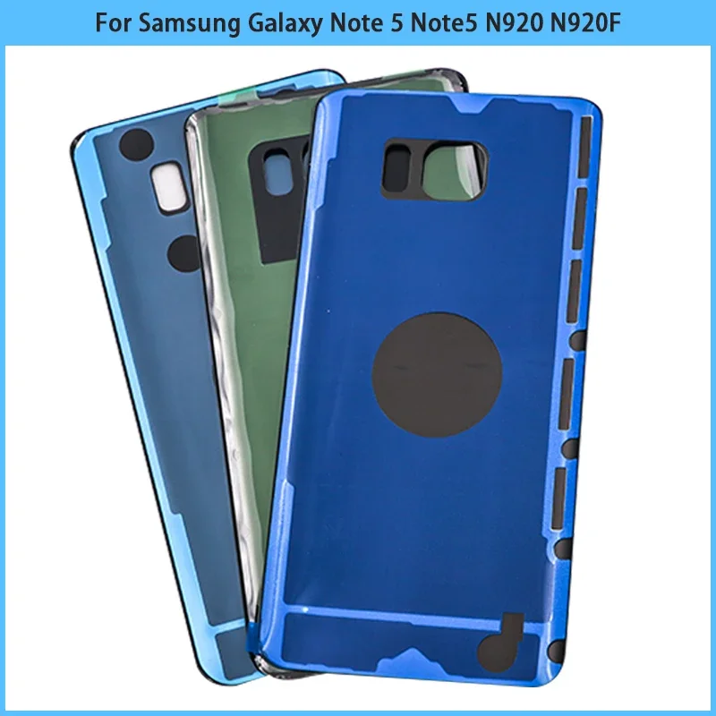 New For Samsung Galaxy Note 5 N920 N920F Battery Back Cover Rear Door Note5 3D Glass Panel Housing Case With Camera Lens Replace