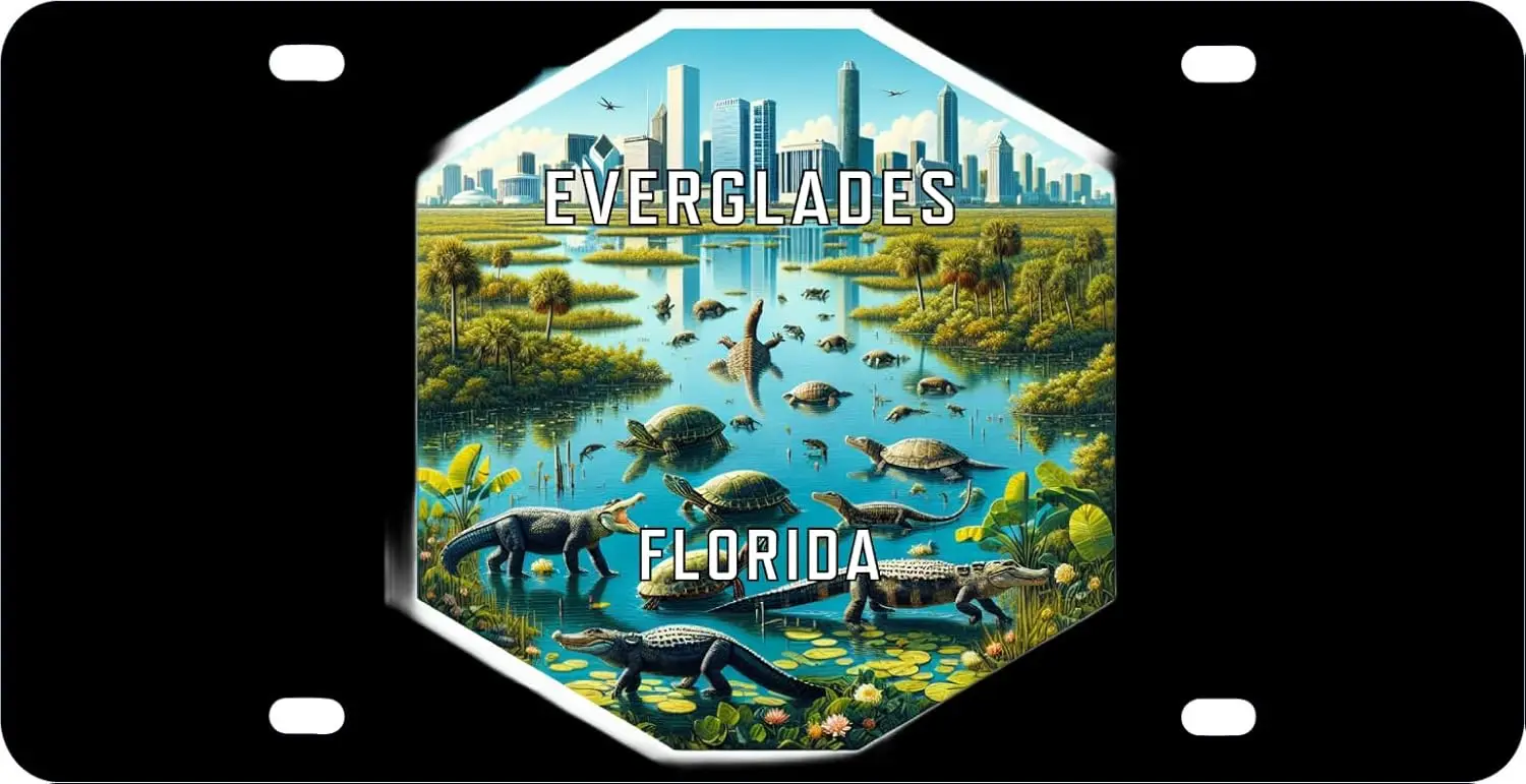 Everglades Florida Travel Destination Сувенирная металлическая табличка с шестигранным дизайном - украшение стены