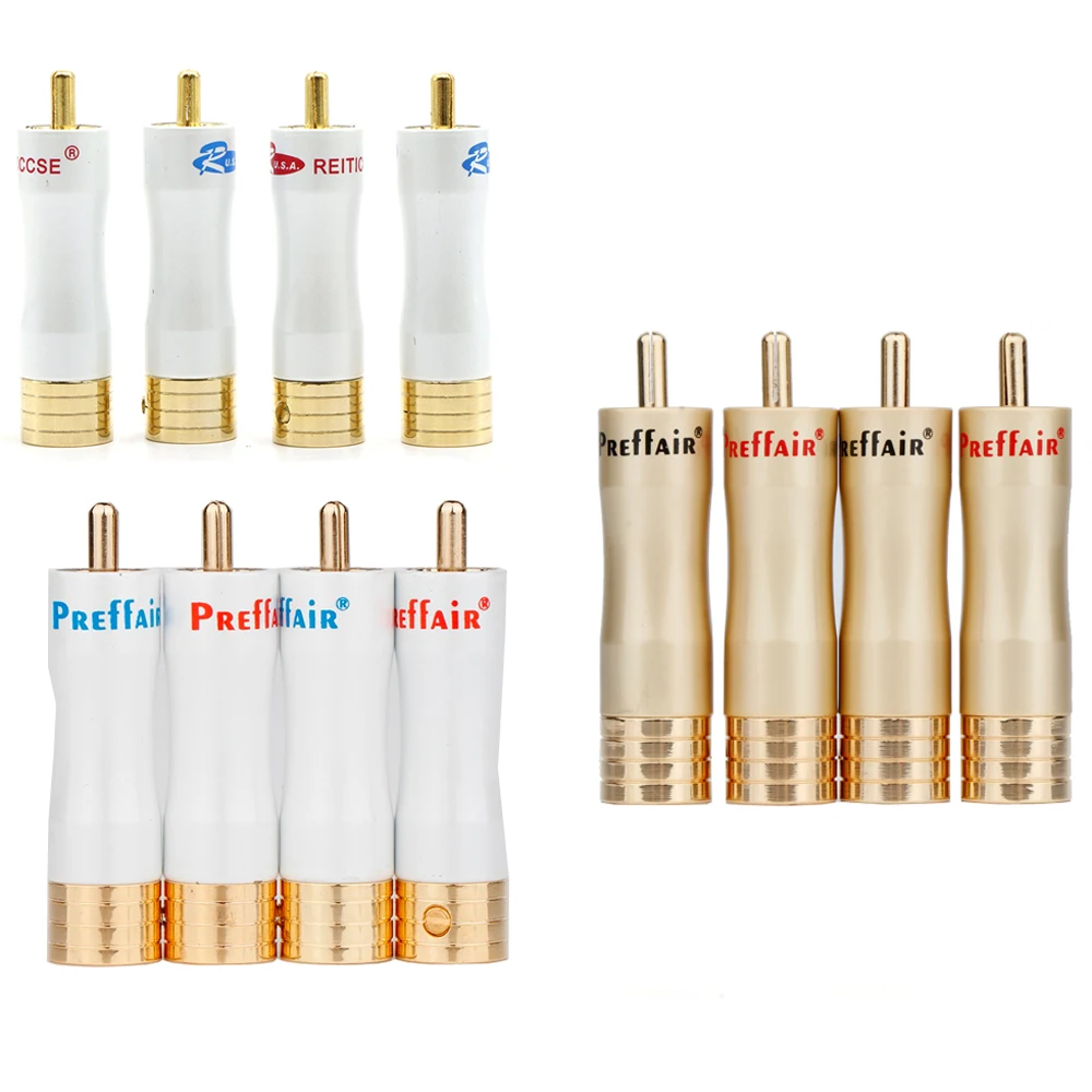 

Preffair Gold-plated RCA Plug lotus DIY Welding Plug hifi stereo video signal cable DVD Audio Plug