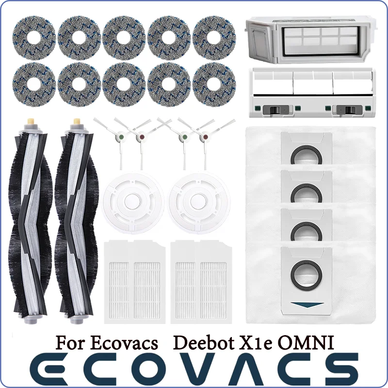 For Ecovacs Deebot X1e OMNI Vacuum Cleaner Robot Filter Side Brush Cleaning Cloth Spare Parts Dust Box Accessories