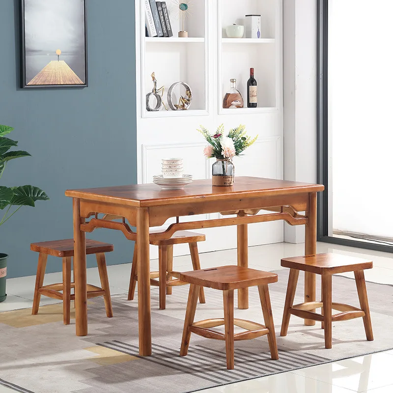 Solid wood string incense induction cooker table and chair combination, noodle restaurant dining table and chair