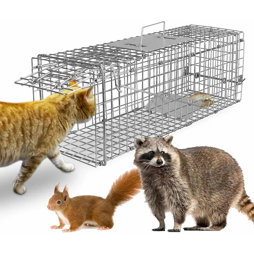 

Гуманная ловушка для живых животных - Прочная клетка для отлова и выпуска грызунов, кроликов, белок, подходит для использования в помещении и на улице - 23.3x7
