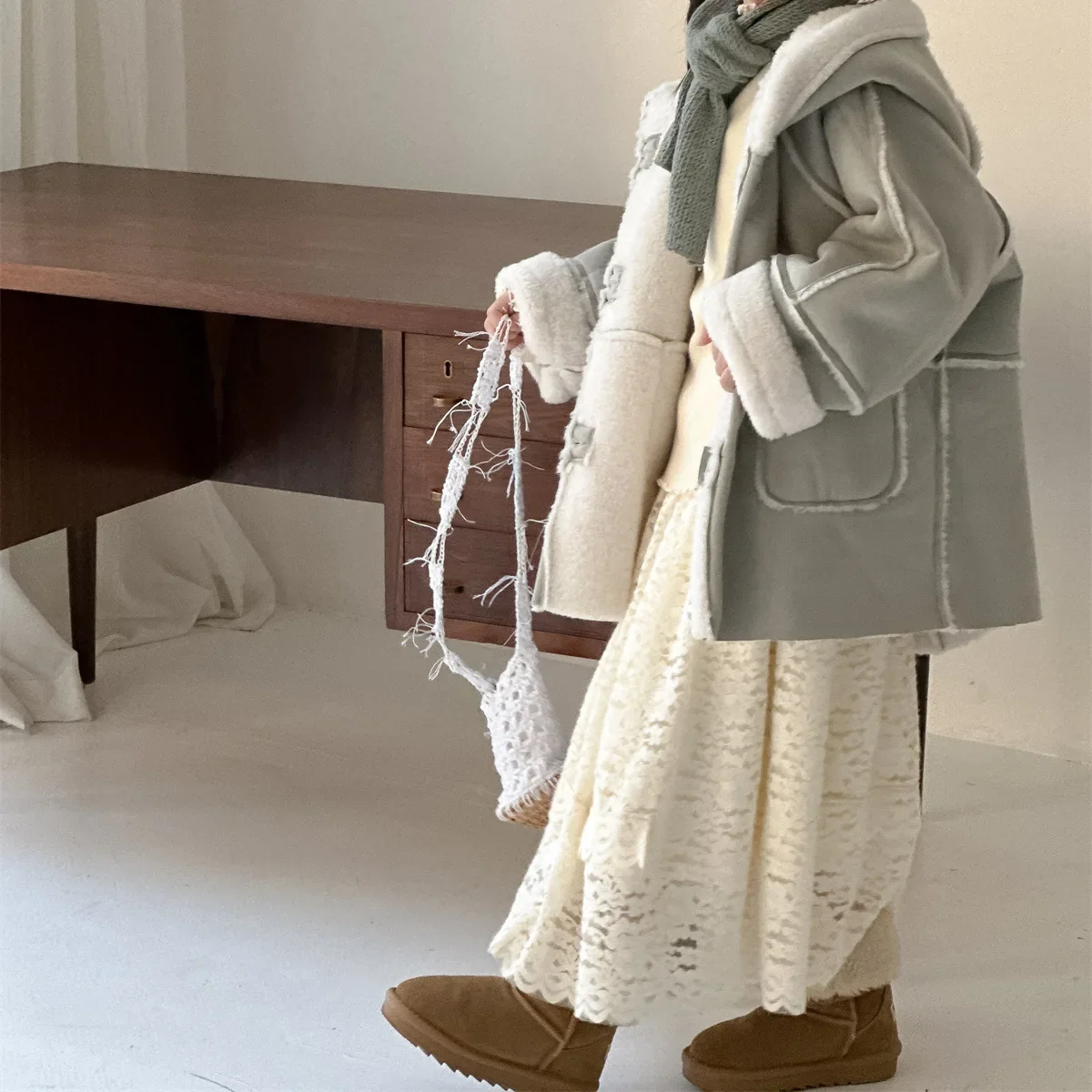

Girls Skirts 2024 Winter New Childrens Wear Korean Style Baby Girls Fashion Mori Sweet and Fluffy Princess Skirt Casual Simple