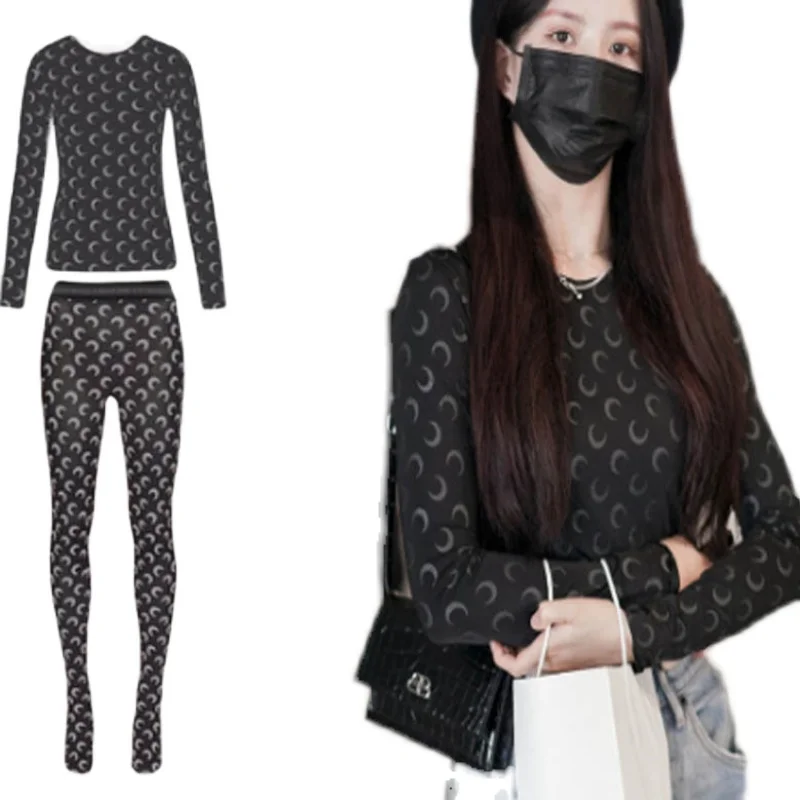 กางเกงเลกกิ้งผู้หญิงแบบยืดพิมพ์ลาย ทรงสลิม ใส่เป็นเสื้อคลุมหรือชั้นในได้ ความยาวเจ็ด/เก้าส่วน ใช้งานได้หลากหลาย